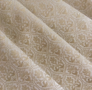 Reststck-Jacquard-Mischgewebe-knitterfrei-Ornamentmuster---champagner--100-cm