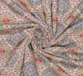 Bild 1 von Reststück Viskosestoff - Blumen  creme beige hellblau rot beere -  250 cm