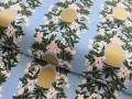 Baumwollstoff - Ananas Blumen metallic hellblau - 50 cm