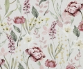 Reststück Trachten Dirndl Stoff  - knitterarm - Blumen - cremeweiss zartrosa grün  - 90 cm