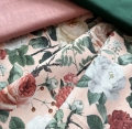 Bild 1 von Trachten Dirndl Stoff  Baumwolle - knitterarm - Rosen -pfirsich salbei pastel grün  - 50 cm