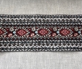 Borte Jacquardband Zierborte - schwarz rot gemustert  7 cm breit