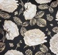 Bild 2 von Reststück Gobelin  Stoff  - knitterfrei - Blumen - schwarz gold  creme - 135 cm