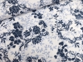 Stretch- Blusenstoff Dirndlbluse Baumwolle Blumen - weiß blau  - 50 cm