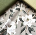 Bild 2 von Trachten Dirndl Stoff  Baumwolle - knitterarm - Blumen -altgrün dunkelgrün cremeweiss  - 50
