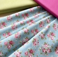 Bild 1 von Trachten Dirndl Stoff - knitterarm - Blumen - hellblau rosa grün pastel  - 195 cm