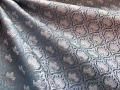 Bild 1 von Jacquard - Blumen Dirndlstoff gewebt - knitterarm  - grau petrol pastell creme 50 cm
