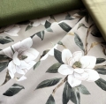 Bild 1 von Trachten Dirndl Stoff  Baumwolle - knitterarm - Blumen -altgrün dunkelgrün cremeweiss  - 50