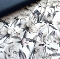 Bild 1 von Trachten Dirndl Stoff  Baumwolle - knitterarm - Blumen - cremeweiss blau - 50 cm